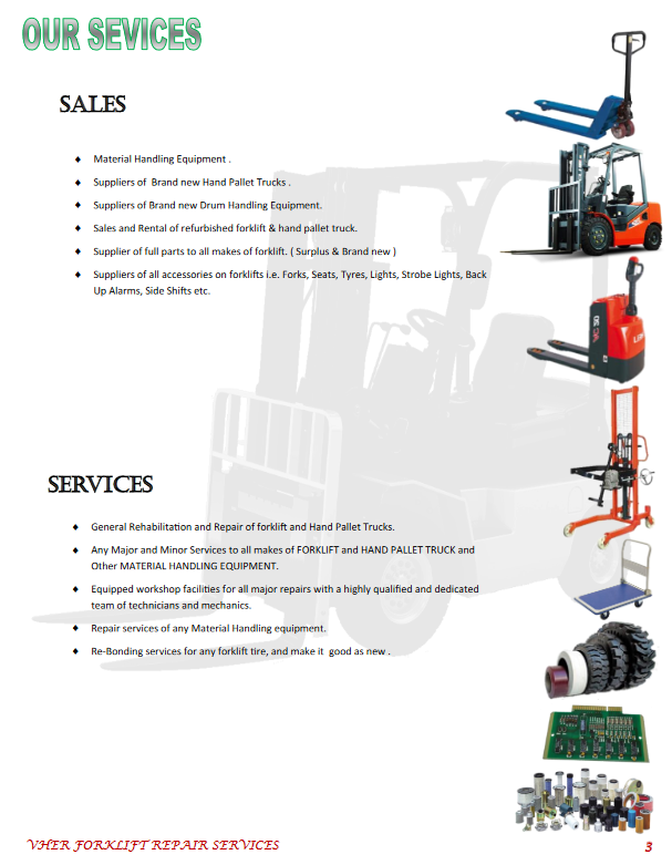 VHER FORKLIFT REPAIR SERVICES